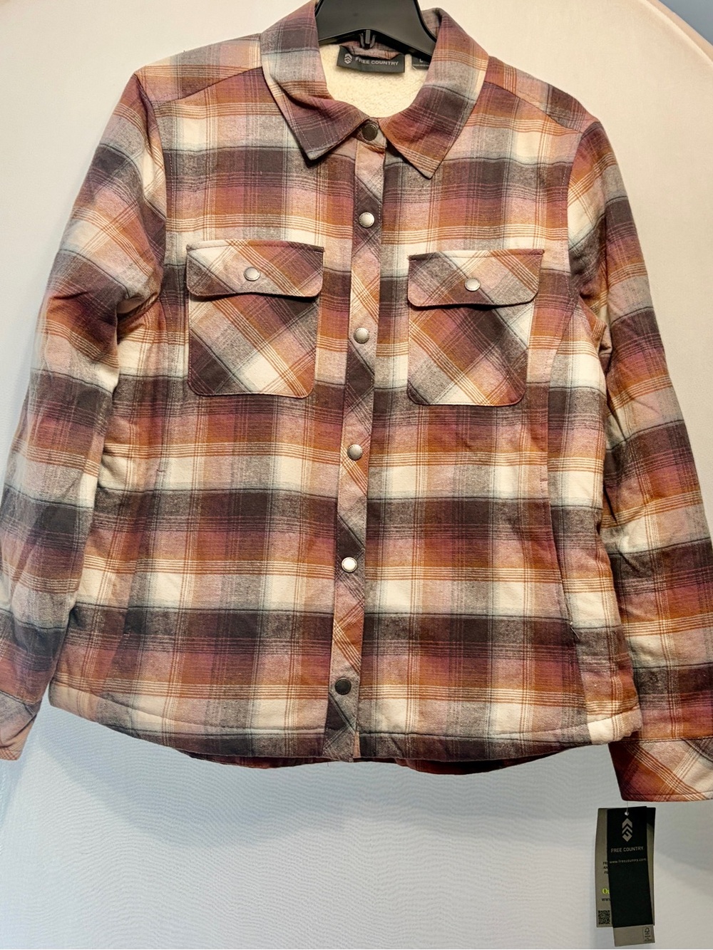 Free Country Plaid Utility Jacket in Rust, Cream & Charcoal